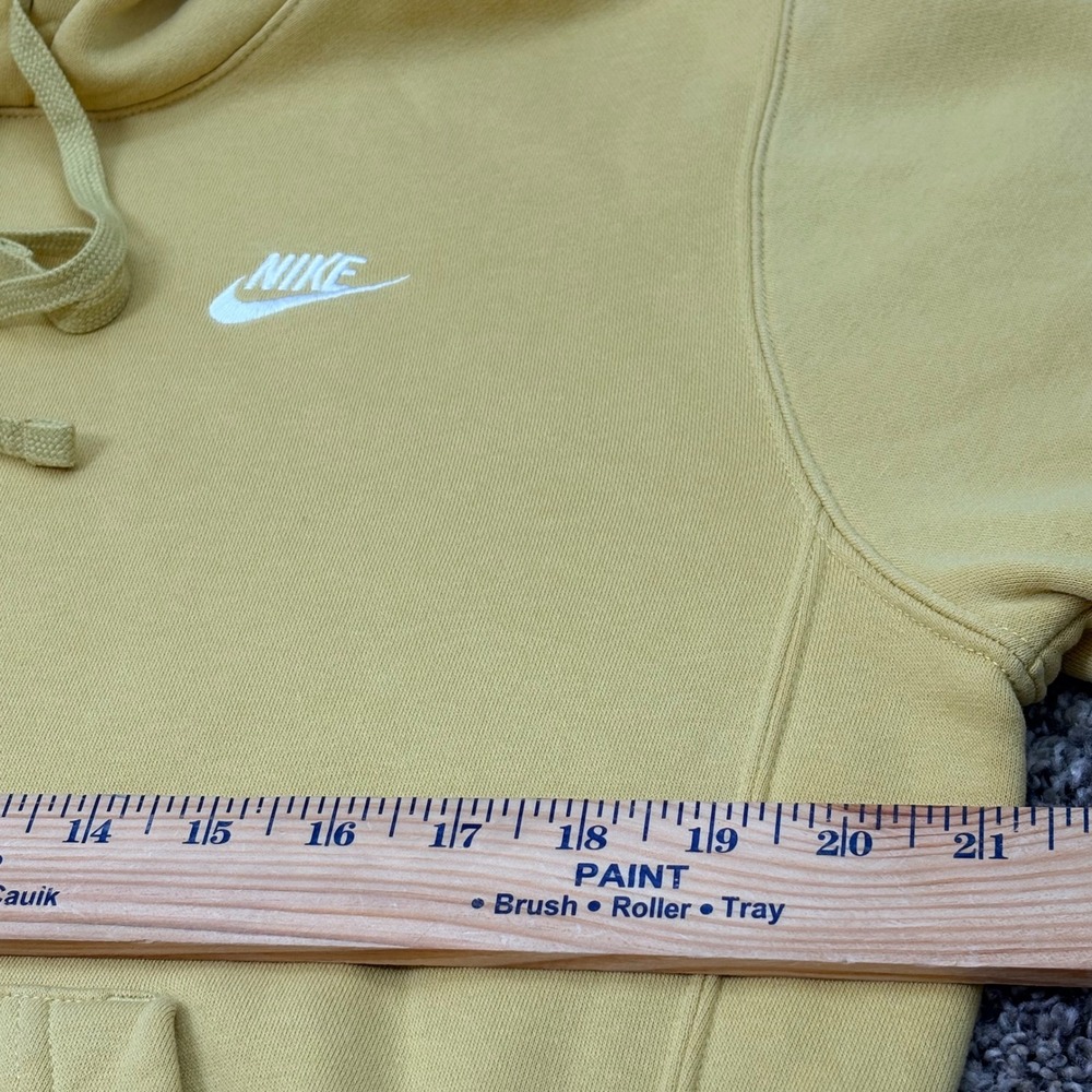 Nike Hoodie Mens Mustard Yellow Pullover Sweatshirt Logo Embroidered Casual - Picture 11 of 12